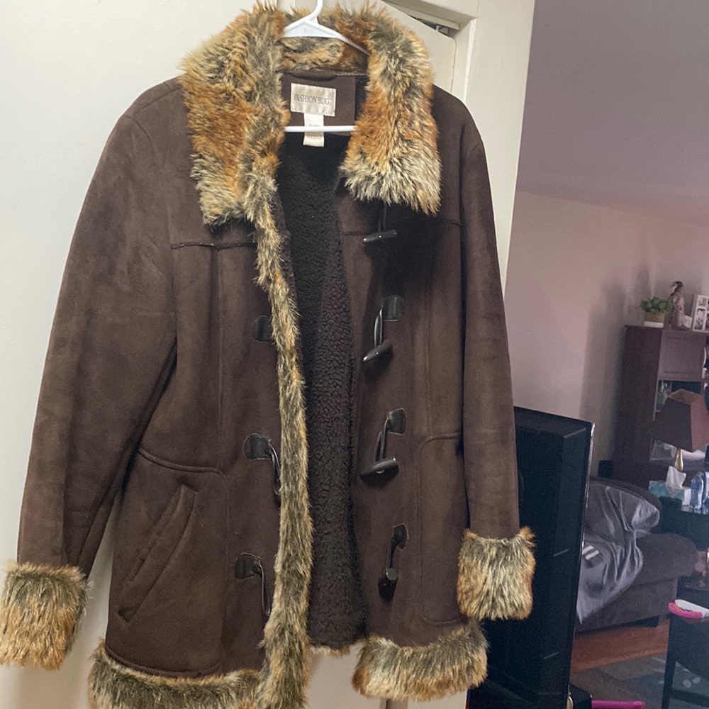 Suede and fur coat